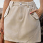 Pocketed Buttoned Mini Denim Skirt
