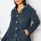 Fuzzy Button Up Hooded Outerwear