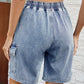 Drawstring Denim Shorts with Pockets