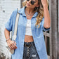 Collared Neck Denim Jacket with Pockets