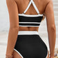 Crisscross Contrast Trim Bikini Set