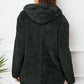 Fuzzy Button Up Hooded Outerwear