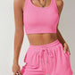 Scoop Neck Wide Strap Top and Drawstring Shorts Set
