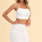 Ruched Cropped Cami and Skirt Set