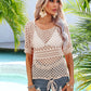 Cutout Round Neck Short Sleeve Cover Up
