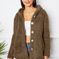 Fuzzy Button Up Hooded Outerwear