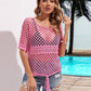 Cutout Round Neck Short Sleeve Cover Up