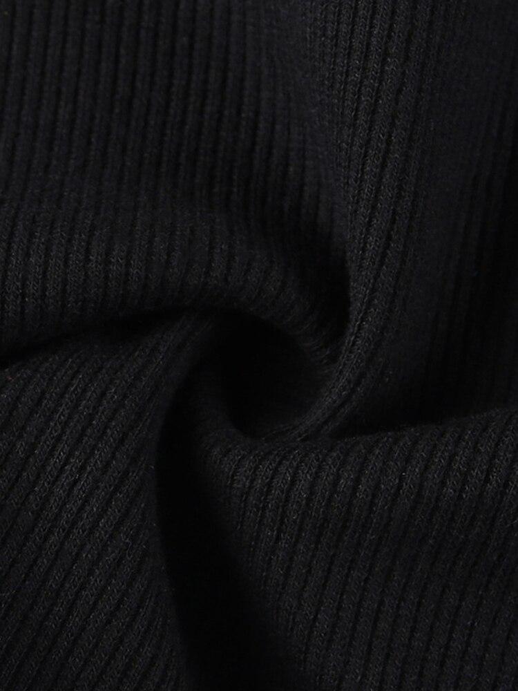 Ribbed Knit Crop Turtleneck Long Sleeve Top
