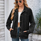 Pocketed Button Up Detachable Hooded Denim Jacket