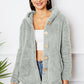 Fuzzy Button Up Hooded Outerwear