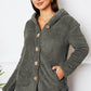 Fuzzy Button Up Hooded Outerwear