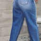 High Waist Distressed Tapered Jeans
