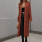 Waffle Knit Open Front Duster Cardigan With Pockets