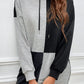 Two-Tone Dropped Shoulder Hooded Dress