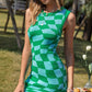 Checkered Sleeveless Knit Dress