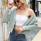 Open Front Cuffed Cropped Cardigan