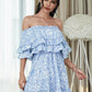 Printed Off-Shoulder Ruffled Dress