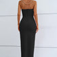 Chain Detail Side Split Sweetheart Neck Maxi Dress