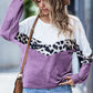 Leopard Color Block Waffle-Knit Top
