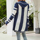 Striped Open Front Hooded Cardigan