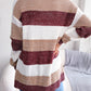 Striped Rib-Knit Open Front Longline Cardigan