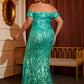 Elvia Sequin Lace-Up Split Dress