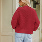 Ribbed Trim Openwork Crewneck Sweater