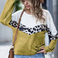 Leopard Color Block Waffle-Knit Top