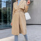 Glory Lapel Collar Belted Trench Coat with Pockets