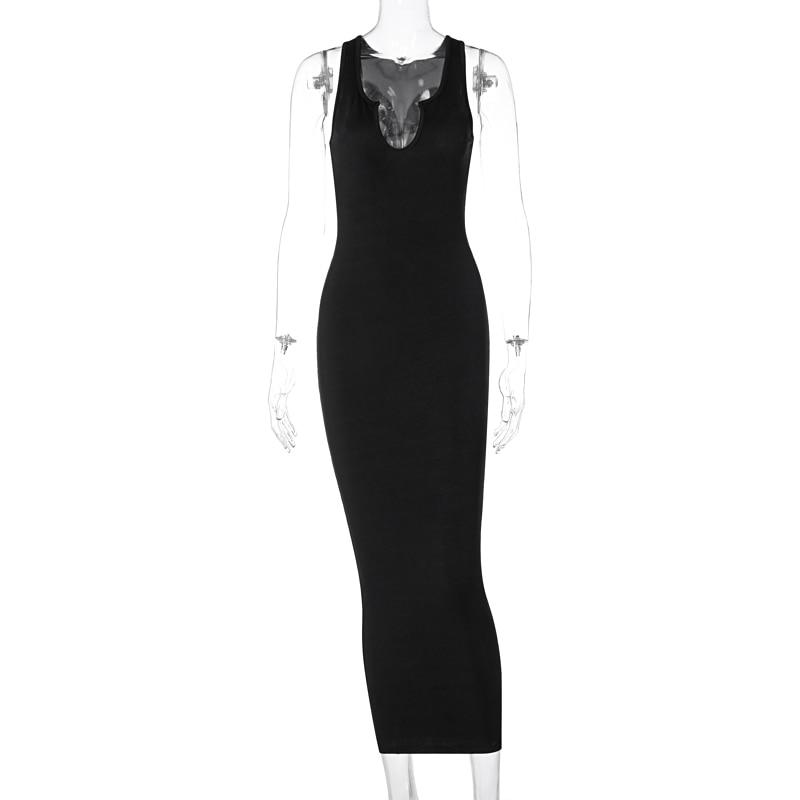 Evelynne Square Collar Ribbed Maxi Dress