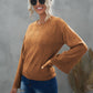 Openwork Flare Sleeve Pullover Sweater