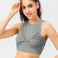 Twisted Front Round Neck Cropped Yoga Tank