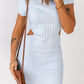 Cutout Rib-Knit Short Sleeve Mini Dress
