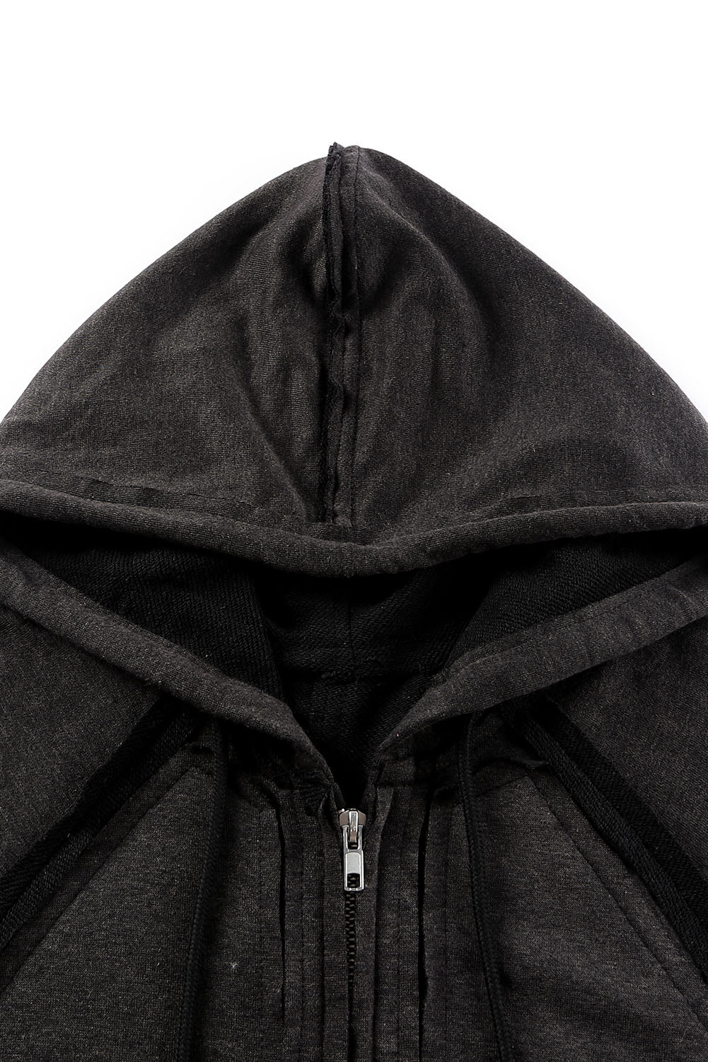 Exposed Seam Drawstring Hooded Jacket with Pockets