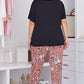 Contrast Round Neck Tee and Floral Pants Lounge Set