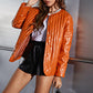 Daydream Leather Snap Down Dropped Shoulder Jacket