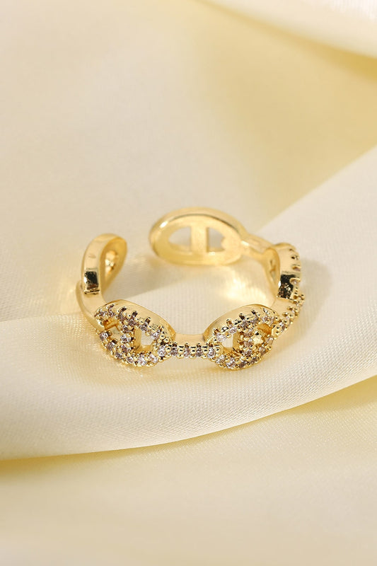Gold Plated Inlaid Cubic Zirconia Open Ring